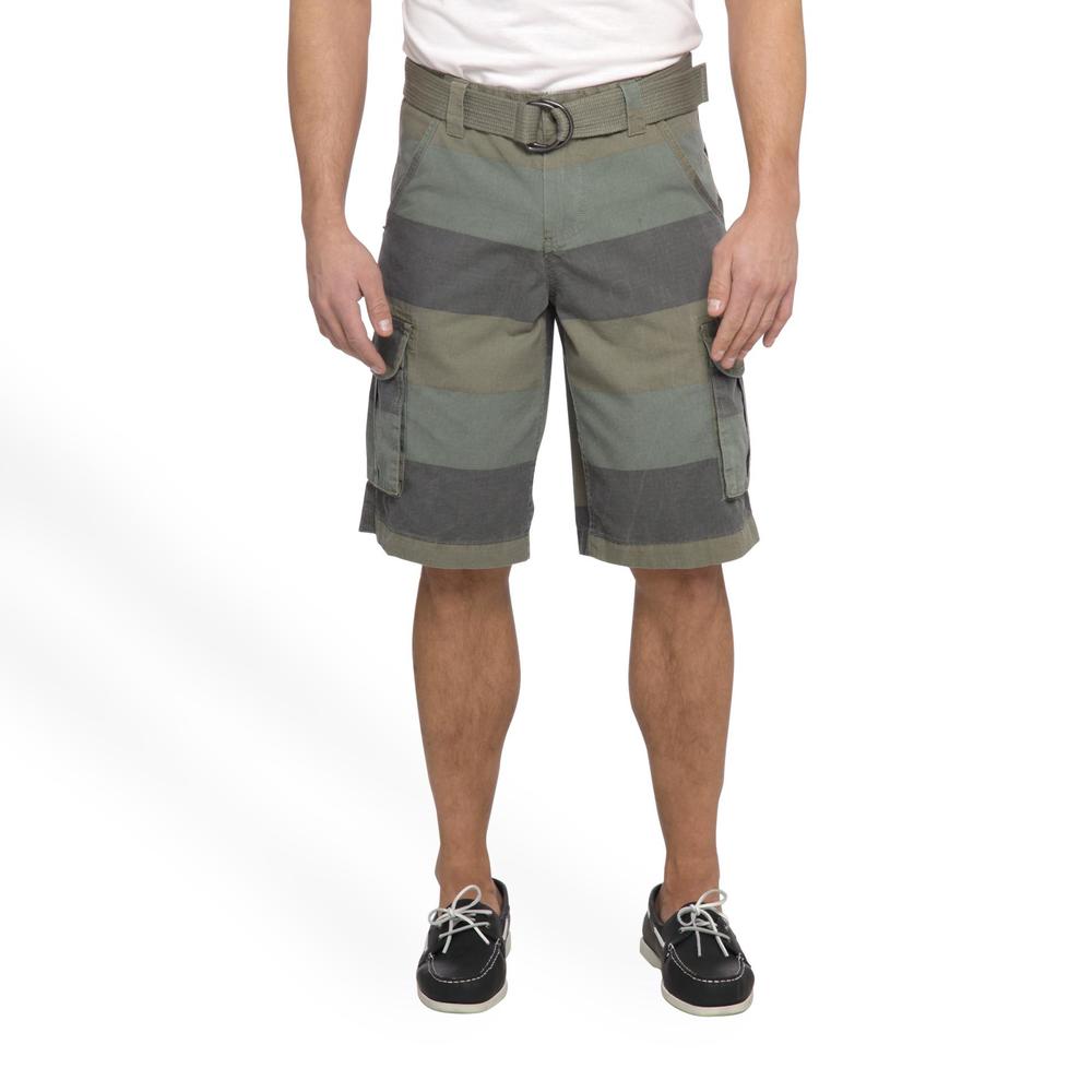 Route 66 Men's Ripstop Cargo Shorts & Belt - Striped