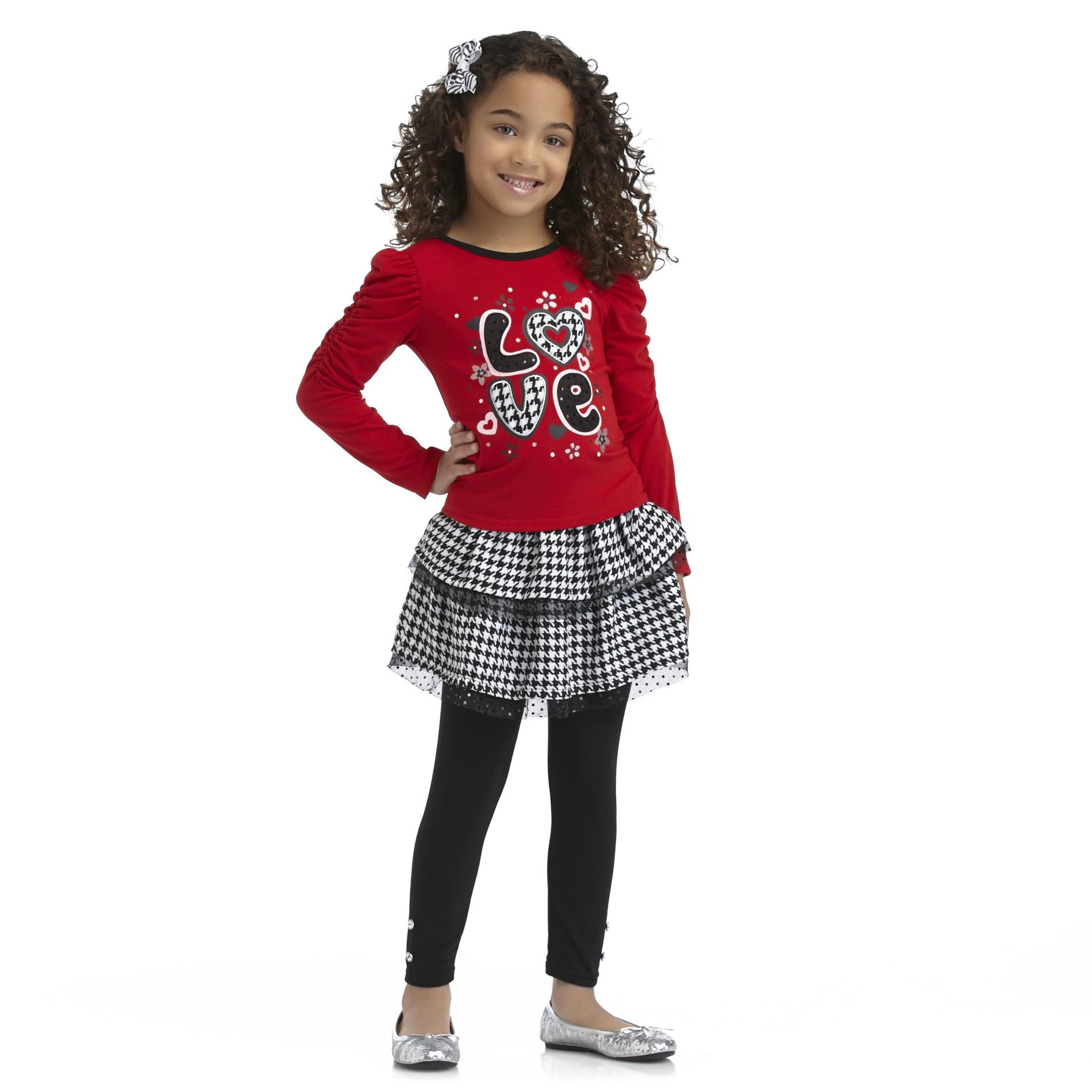 Young Hearts Girl's Long-Sleeve Shirt and Skeggings - Love