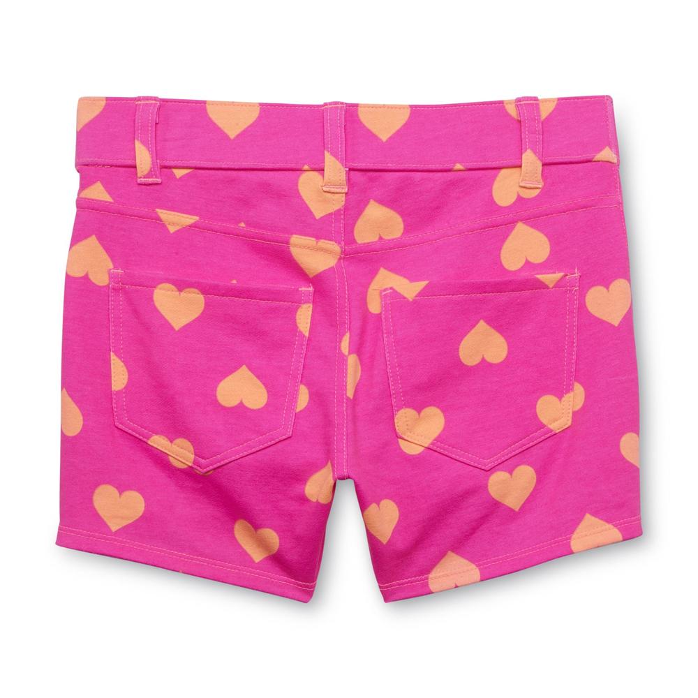 Piper Girl's French Terry Shorts - Neon Heart Print
