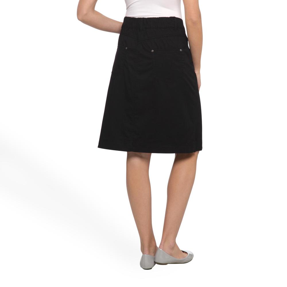 Basic Editions Women's Button-Front Twill Skirt