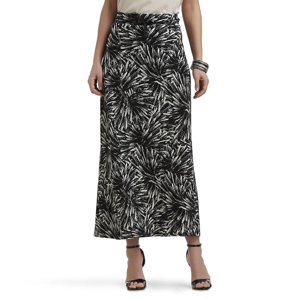 Covington Women's Belted Maxi Skirt - Brushed Pattern