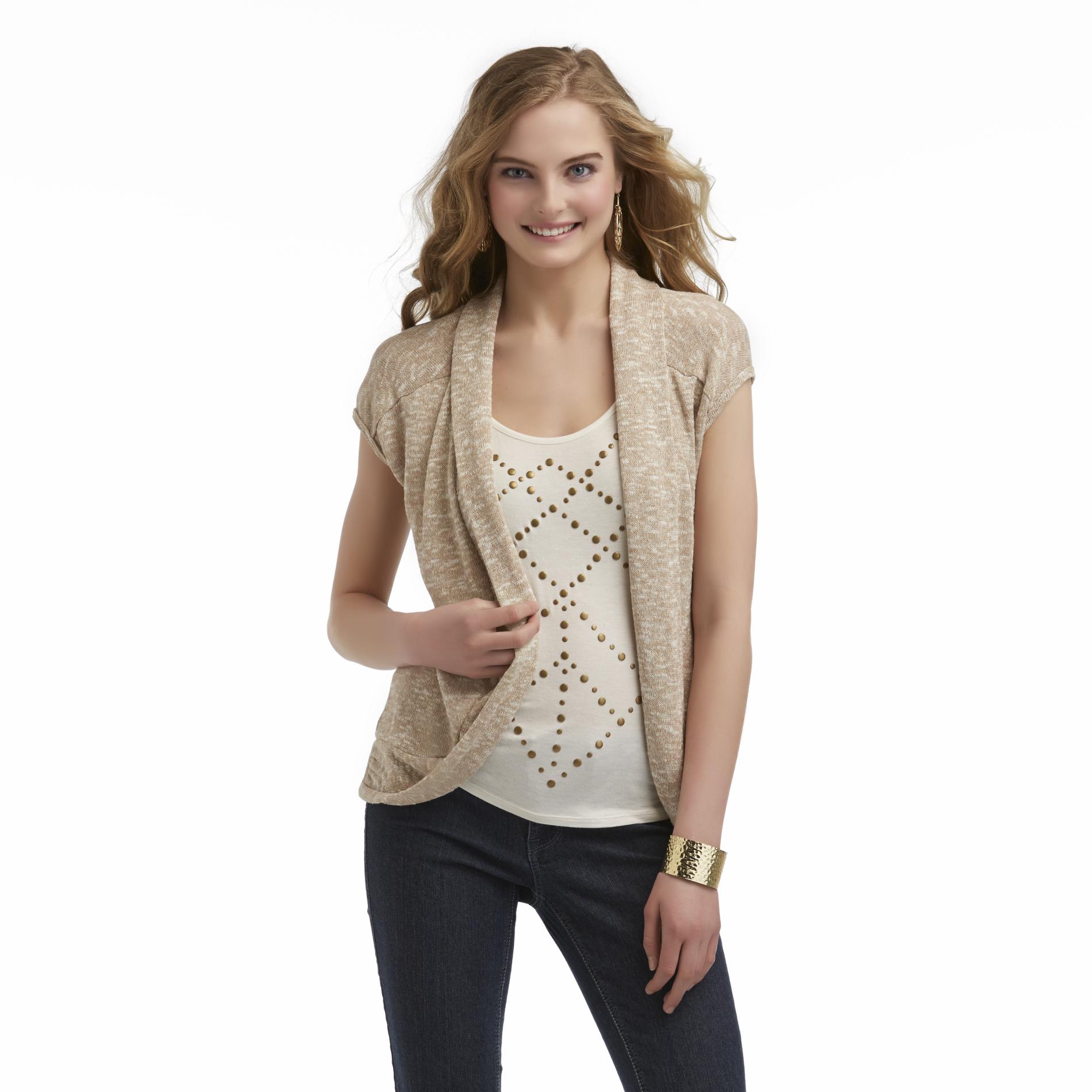 Heart Soul Junior's Layered Look Dolman Top - Studded