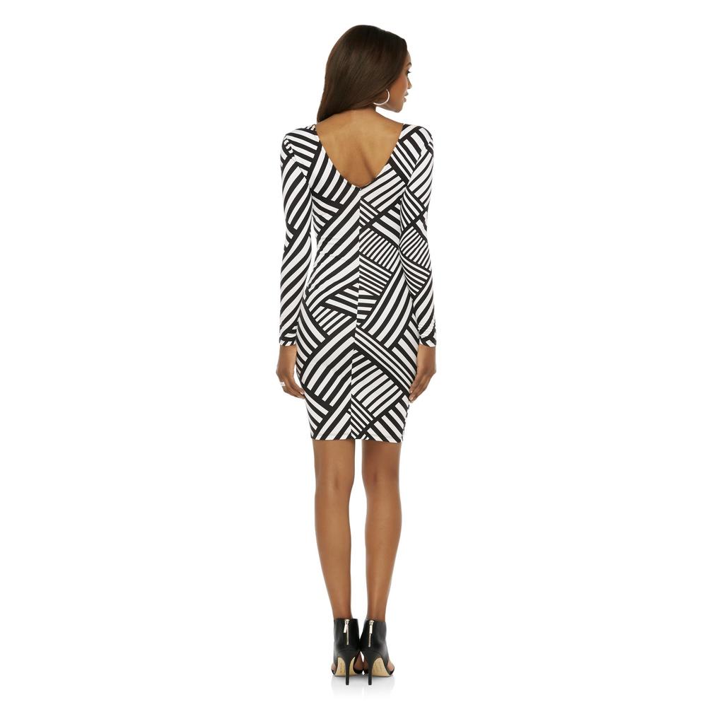 Kardashian Kollection Women's Sheath Dress - Geometric Stripes