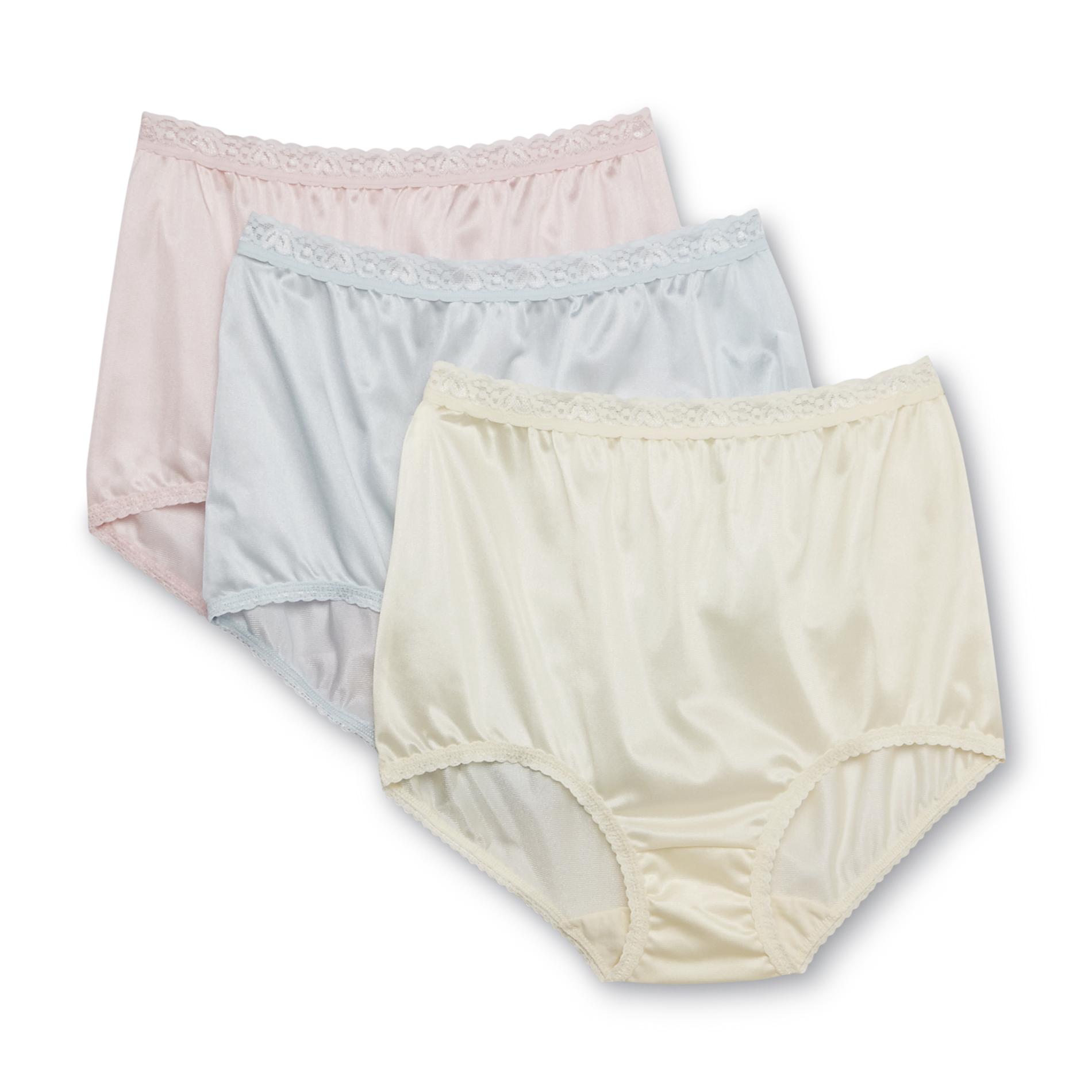 Pink K Women's 3-Pairs Lace Trim Brief Panties