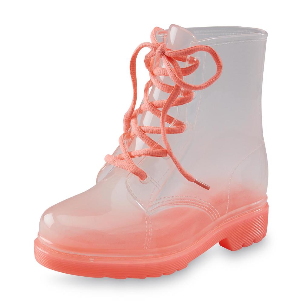 Yoki Girl's Leticia Clear/Coral Rain Boot