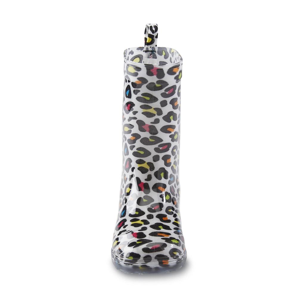&nbsp; Girl's Sprinkle 7" Multi/Leopard-Print Jelly Rain Boot