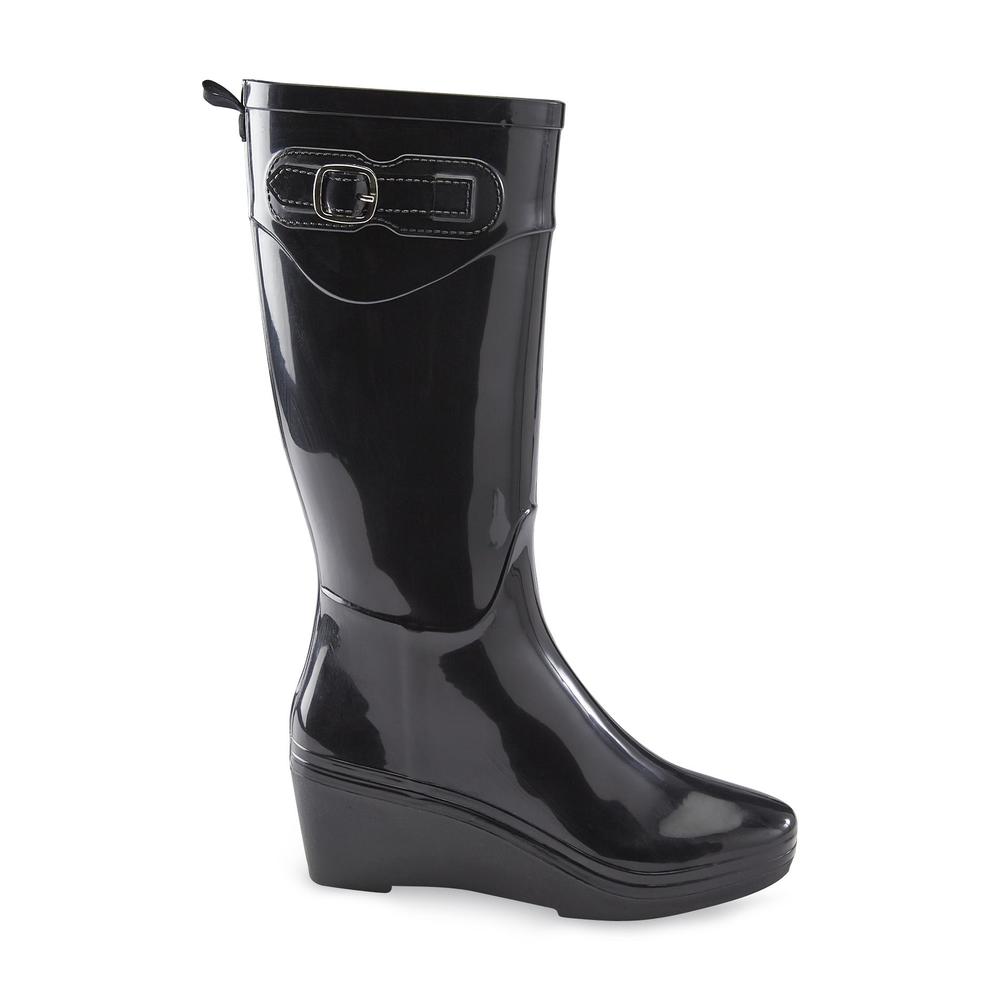 &nbsp; Women's Rainstorm 12" Black Wedge Rain Boot