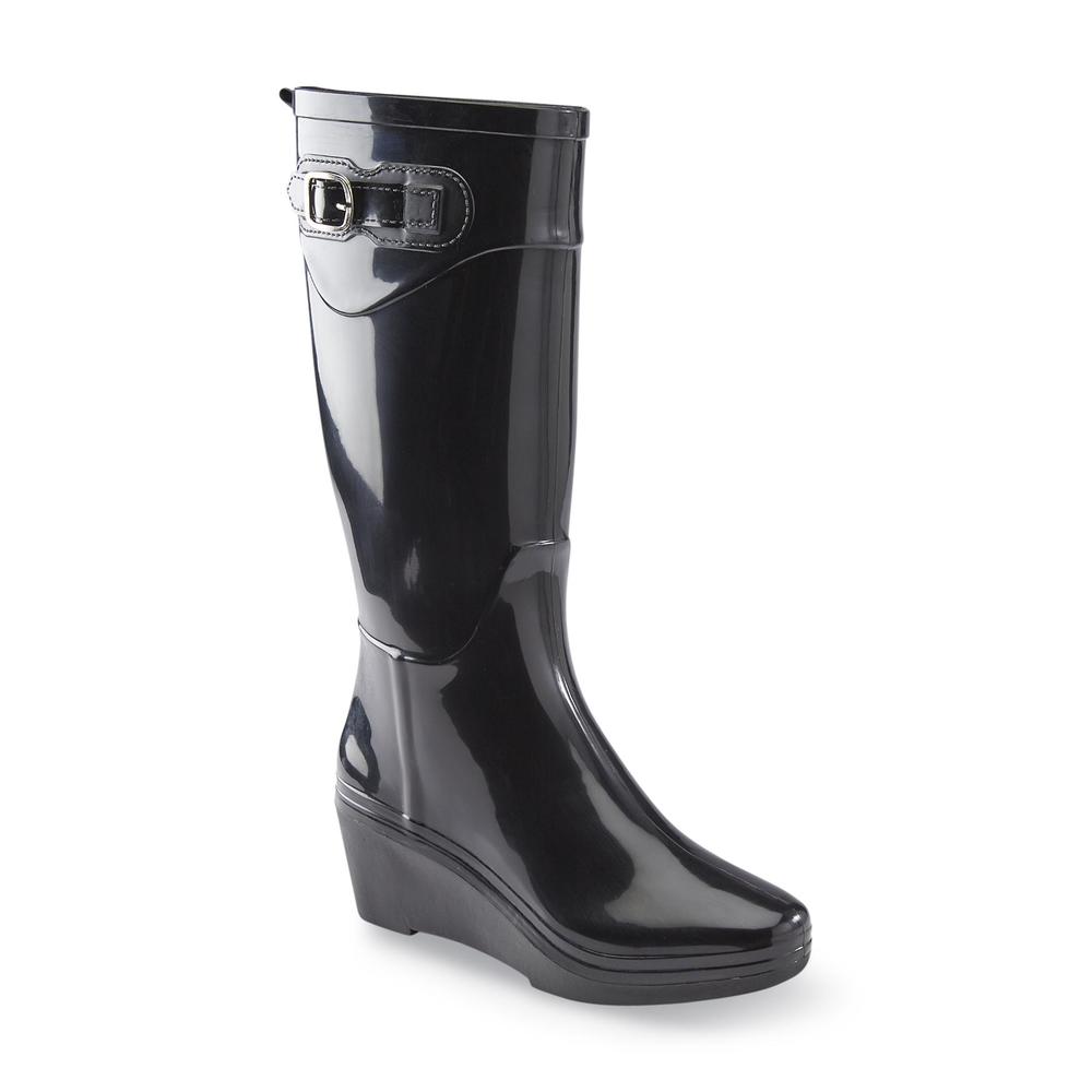 &nbsp; Women's Rainstorm 12" Black Wedge Rain Boot
