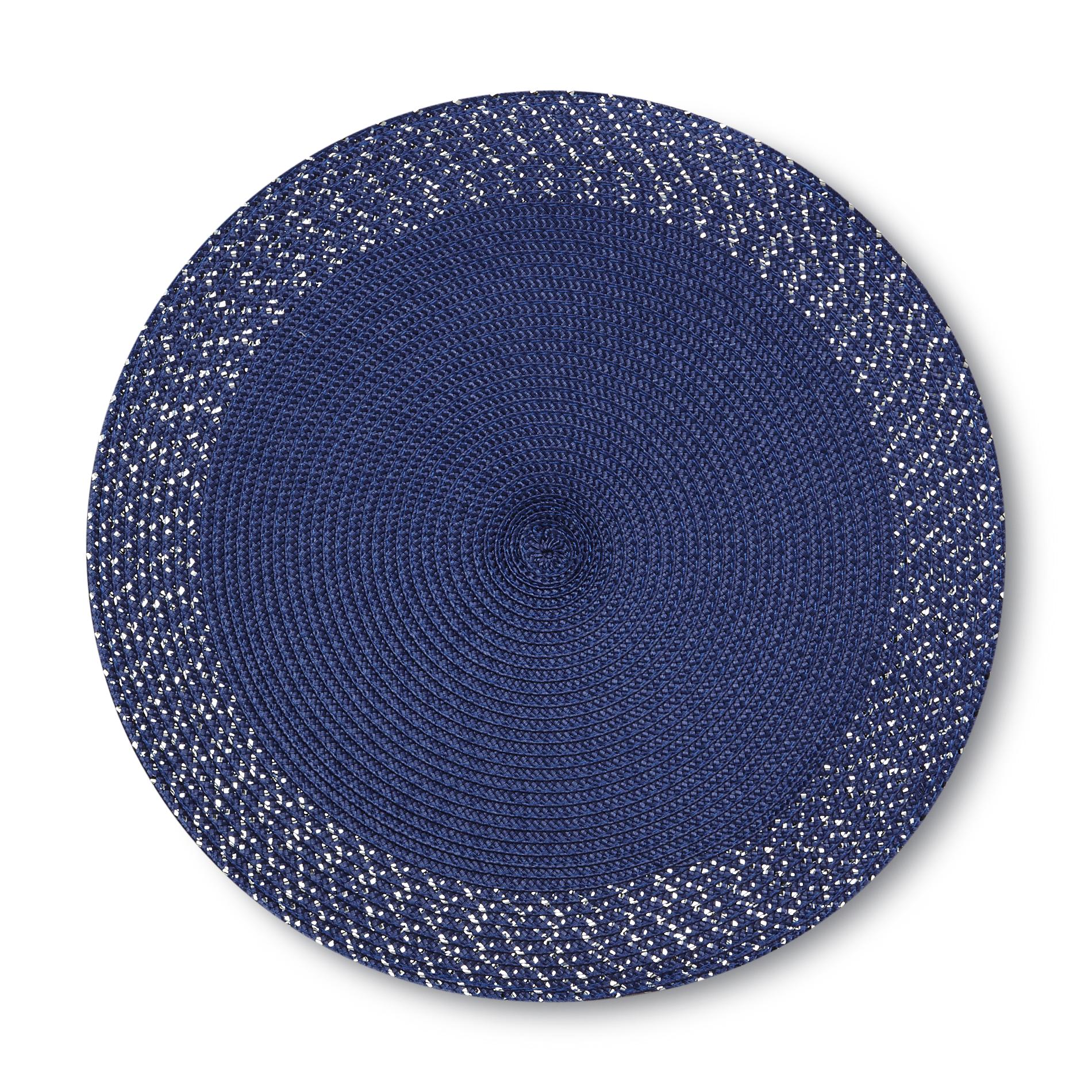Essential Home Metallic Accent Spiral Woven Round Place Mat