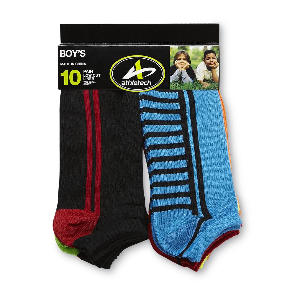 Athletech Boy's 10-Pairs Low-Cut Socks - Striped