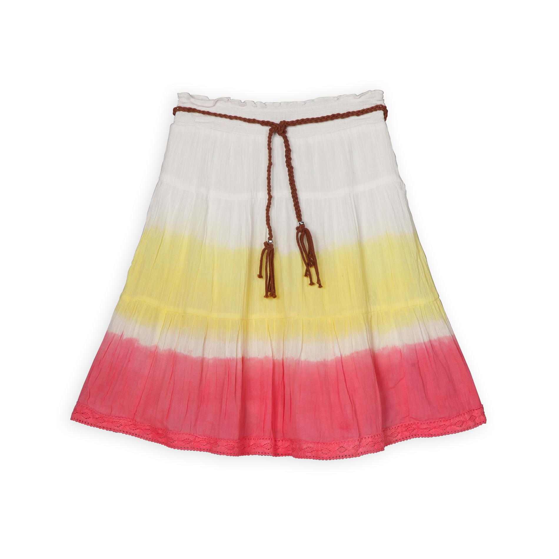 Amy's Closet Girl's Gauze Skirt & Belt - Dip-Dyed