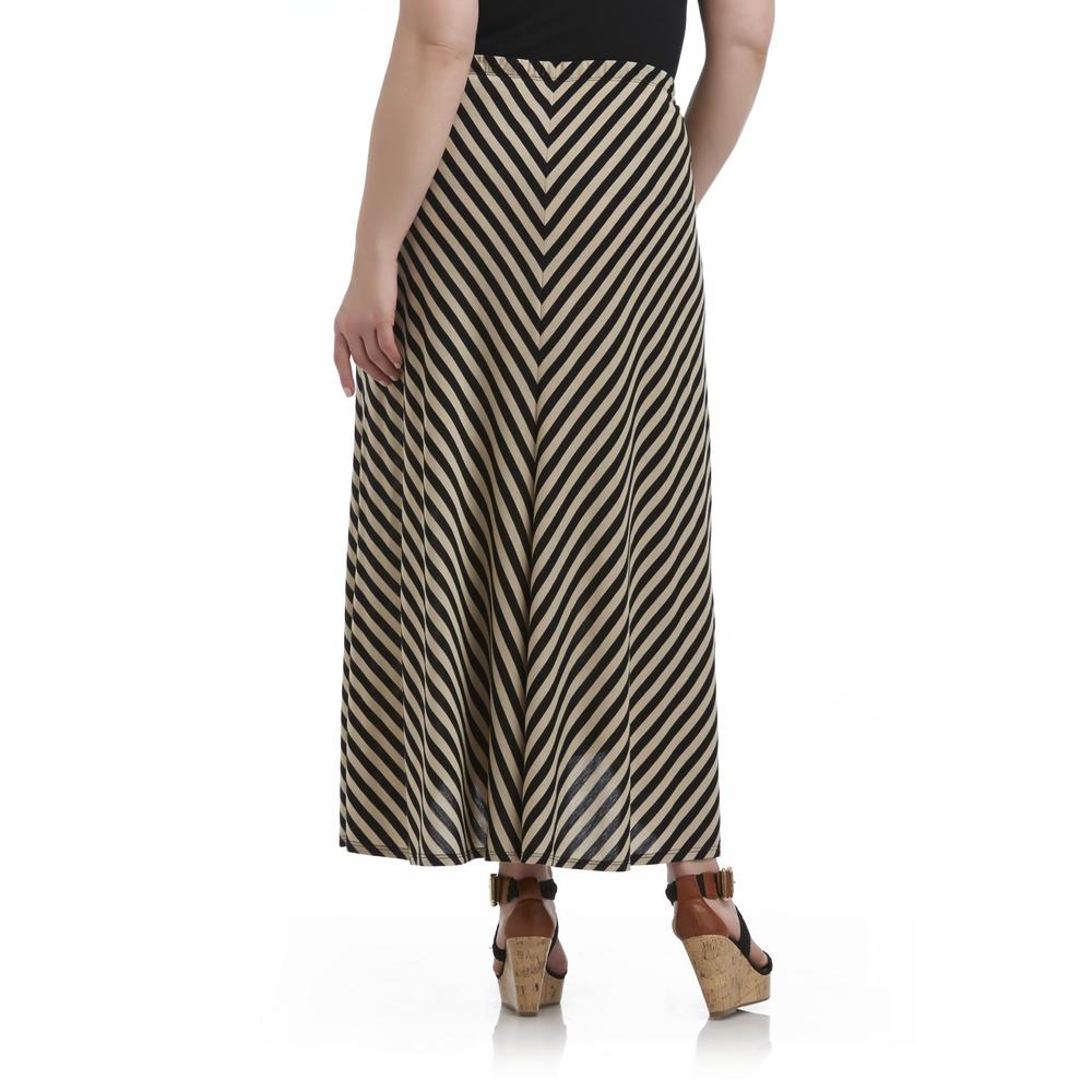 Jaclyn Smith Women's Plus Jersey Knit Maxi Skirt - Striped