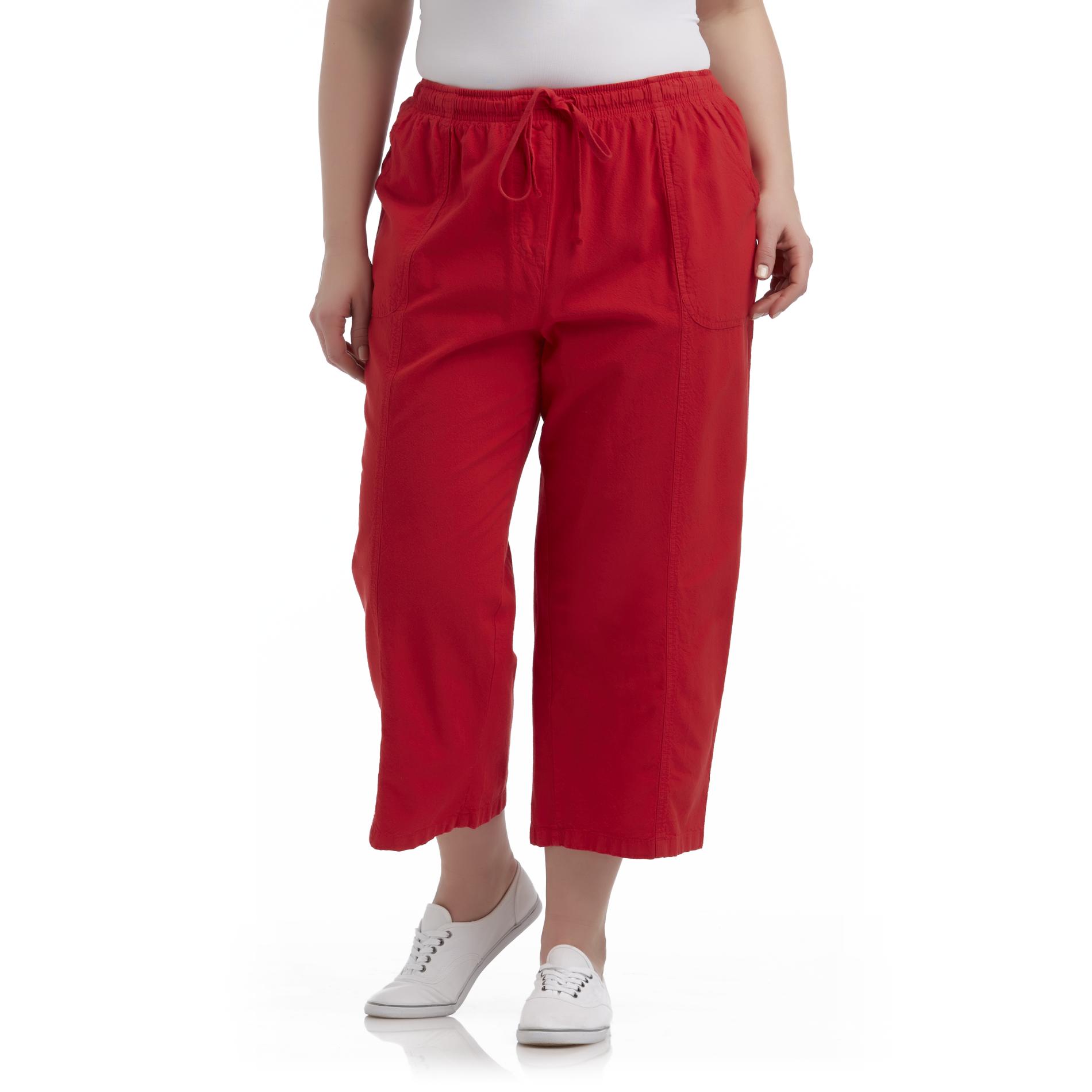 Laura Scott Women's Plus Cotton Sheeting Cropped Pants