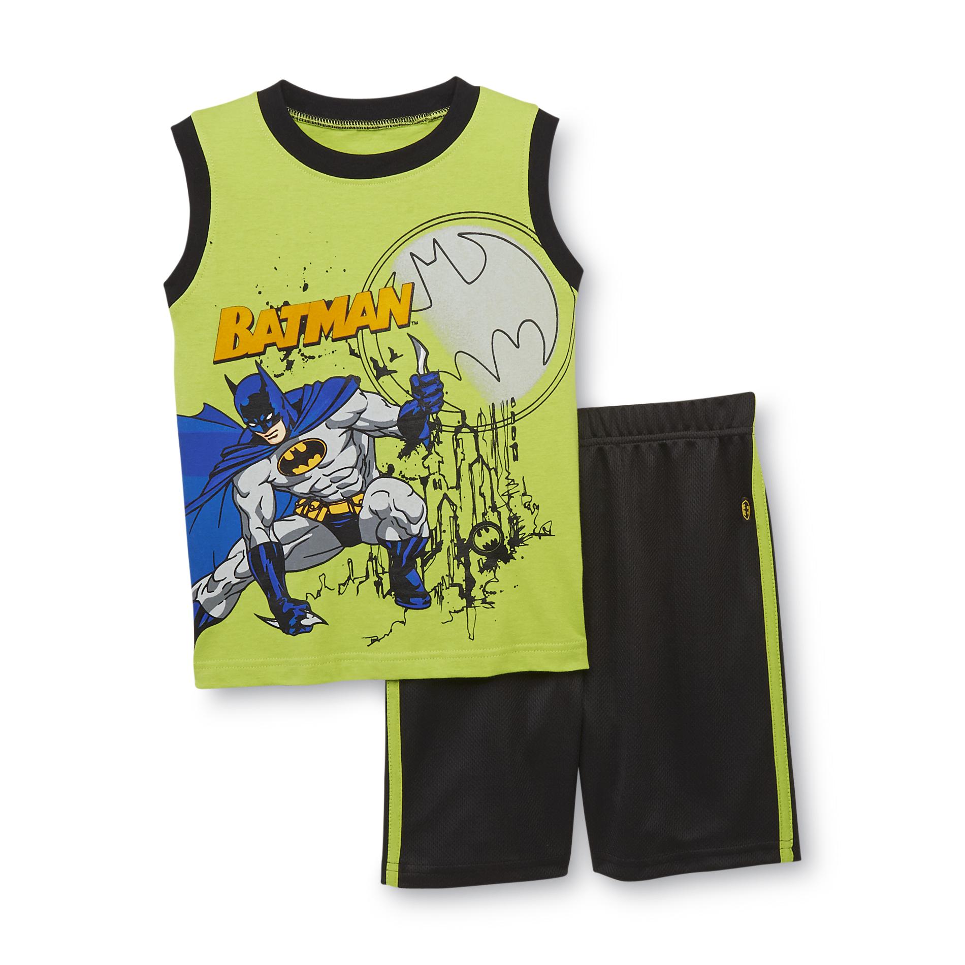 Boy's Graphic Muscle T-Shirt & Shorts - Batman