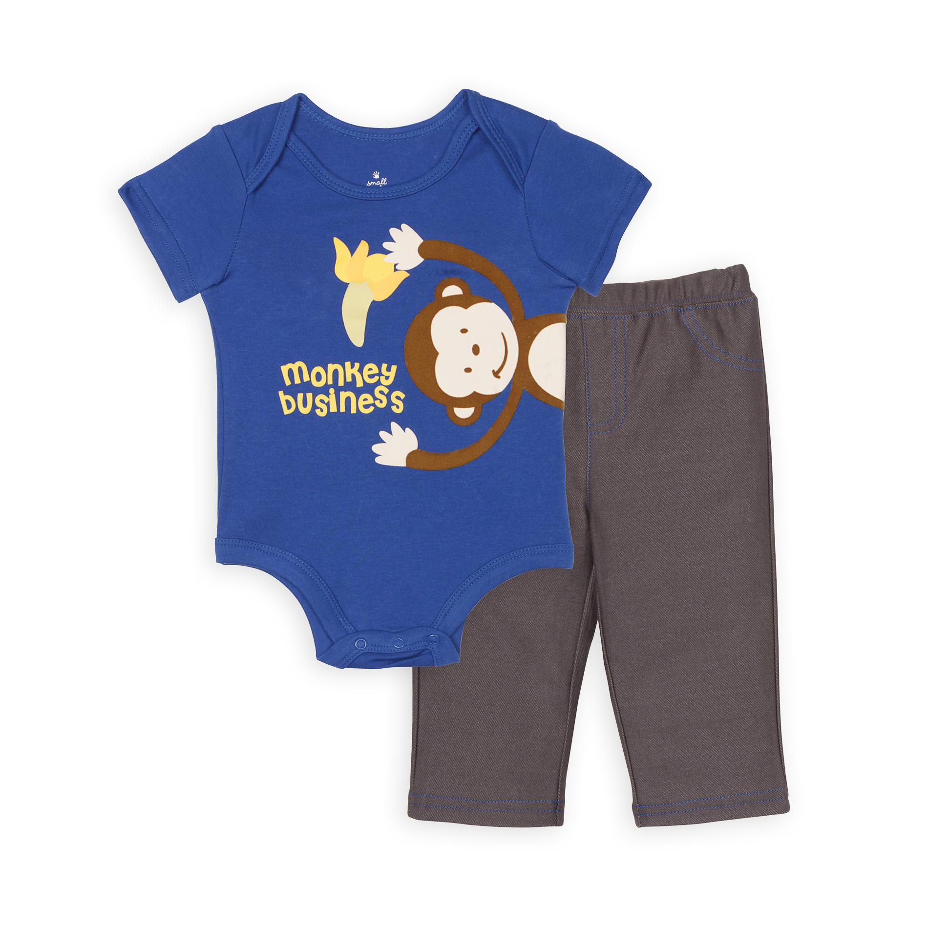 Small Wonders Newborn Boy's Bodysuit & Pants - Monkey