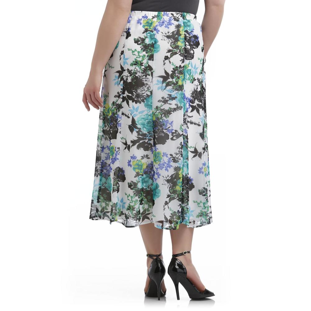 Notations Women's Plus Gored Skirt - Floral