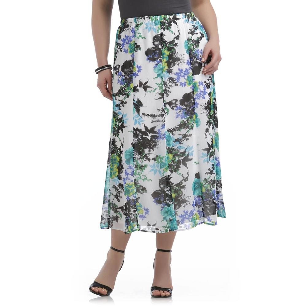 Notations Women's Plus Gored Skirt - Floral