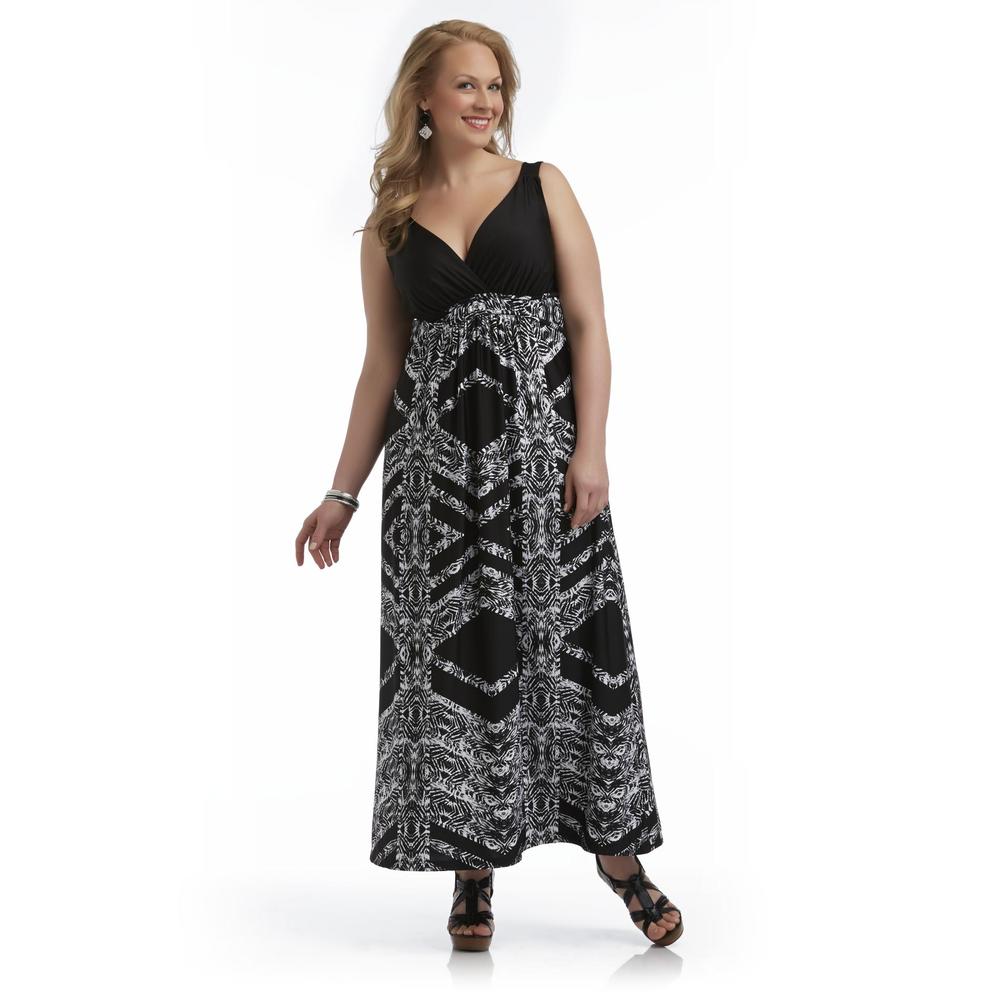Beverly Drive Women's Plus Maxi Dress - Tribal Striped