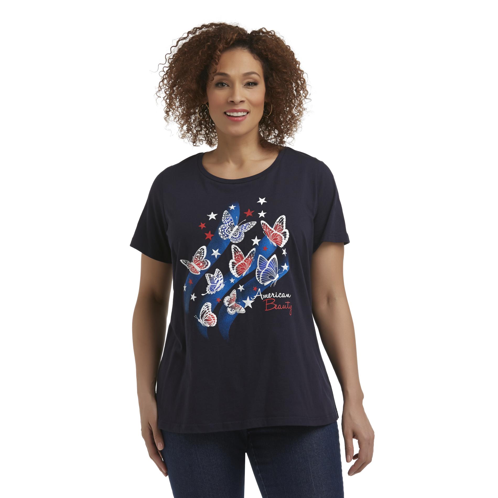 Holiday Editions Women's Plus Graphic T-Shirt - American Beauty
