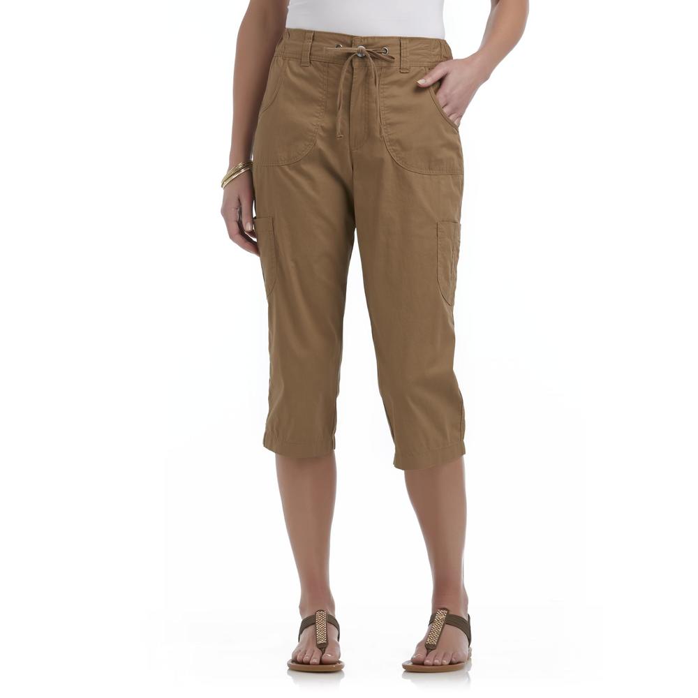 Basic Editions Women's Cargo Pocket Capri Pants