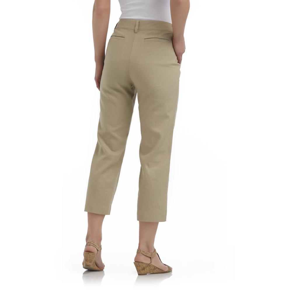 Jaclyn Smith Women's Linen-Blend Cropped Pants