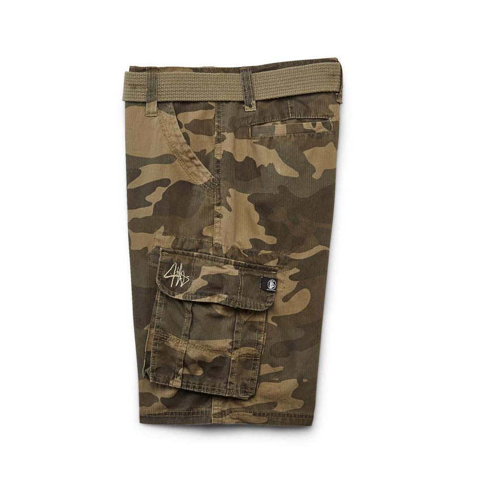 Never Give Up By John Cena Boy's Woven Cargo Shorts & Belt - Camouflage