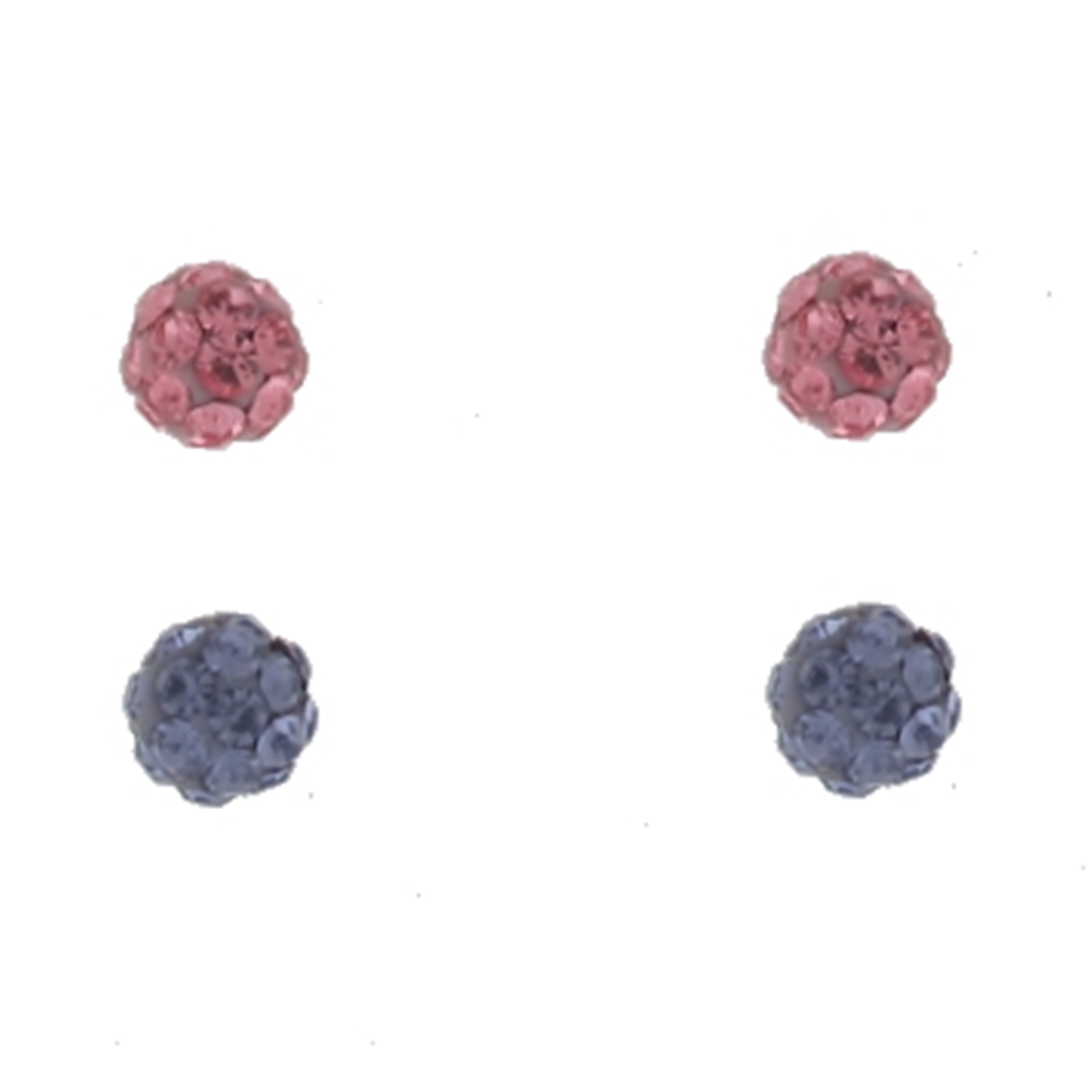 Sterling Silver Plated 2 Piece Set 4mm Pink and Purple Crystal Stud Earrings
