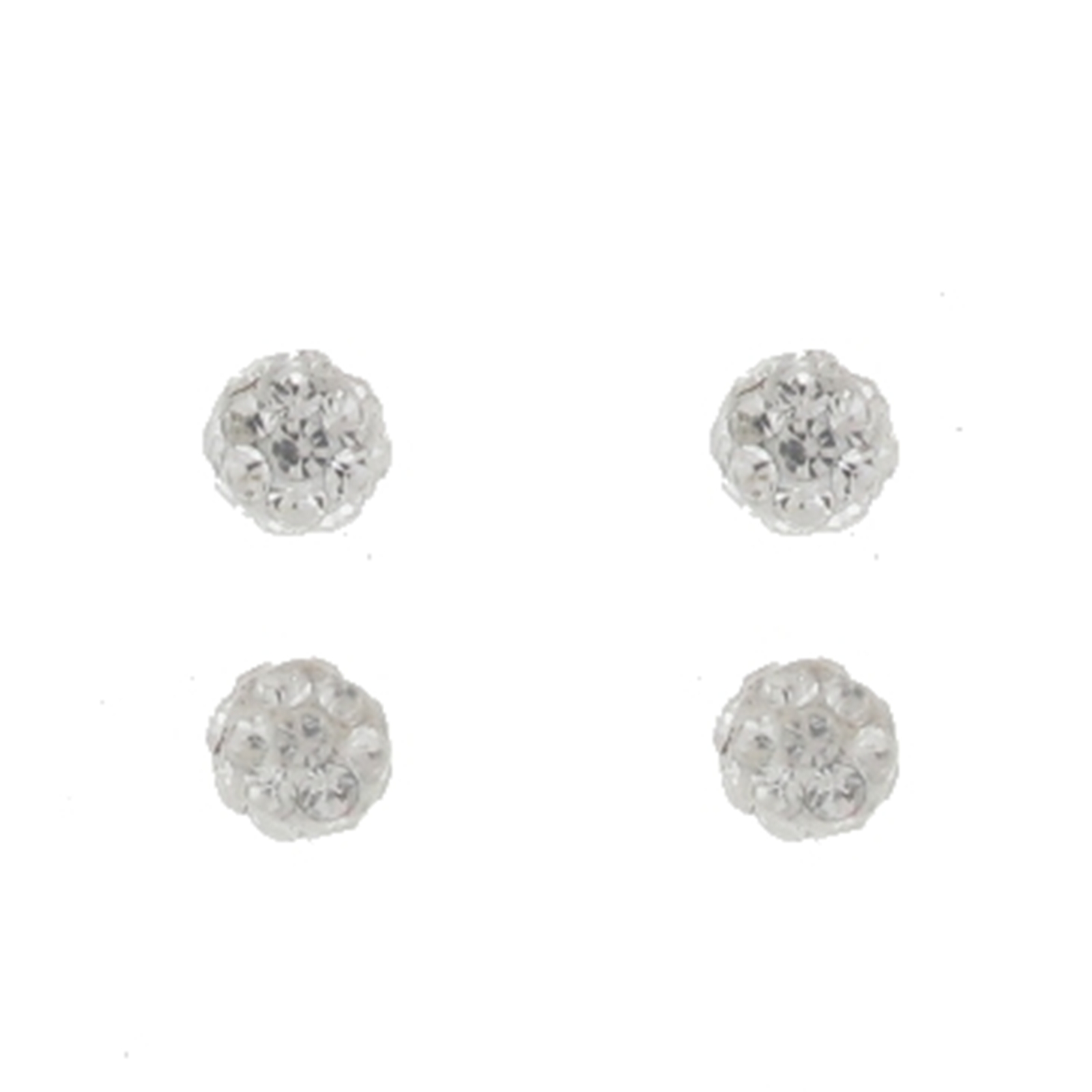 Sterling Silver Plated 2 Piece Set 4mm Crystal Stud Earrings