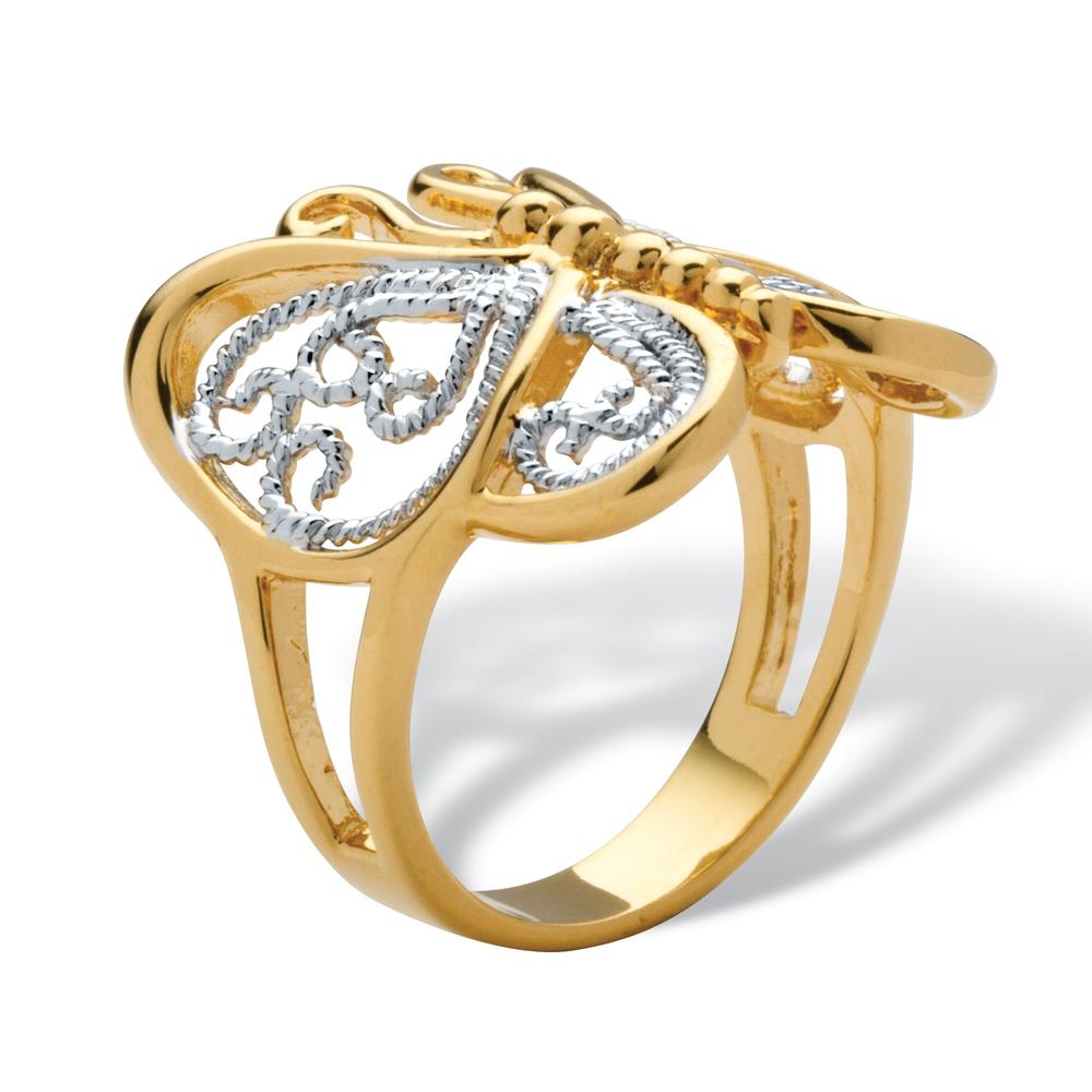 PalmBeach Jewelry Filigree Butterfly Ring in 18k Gold-Plated