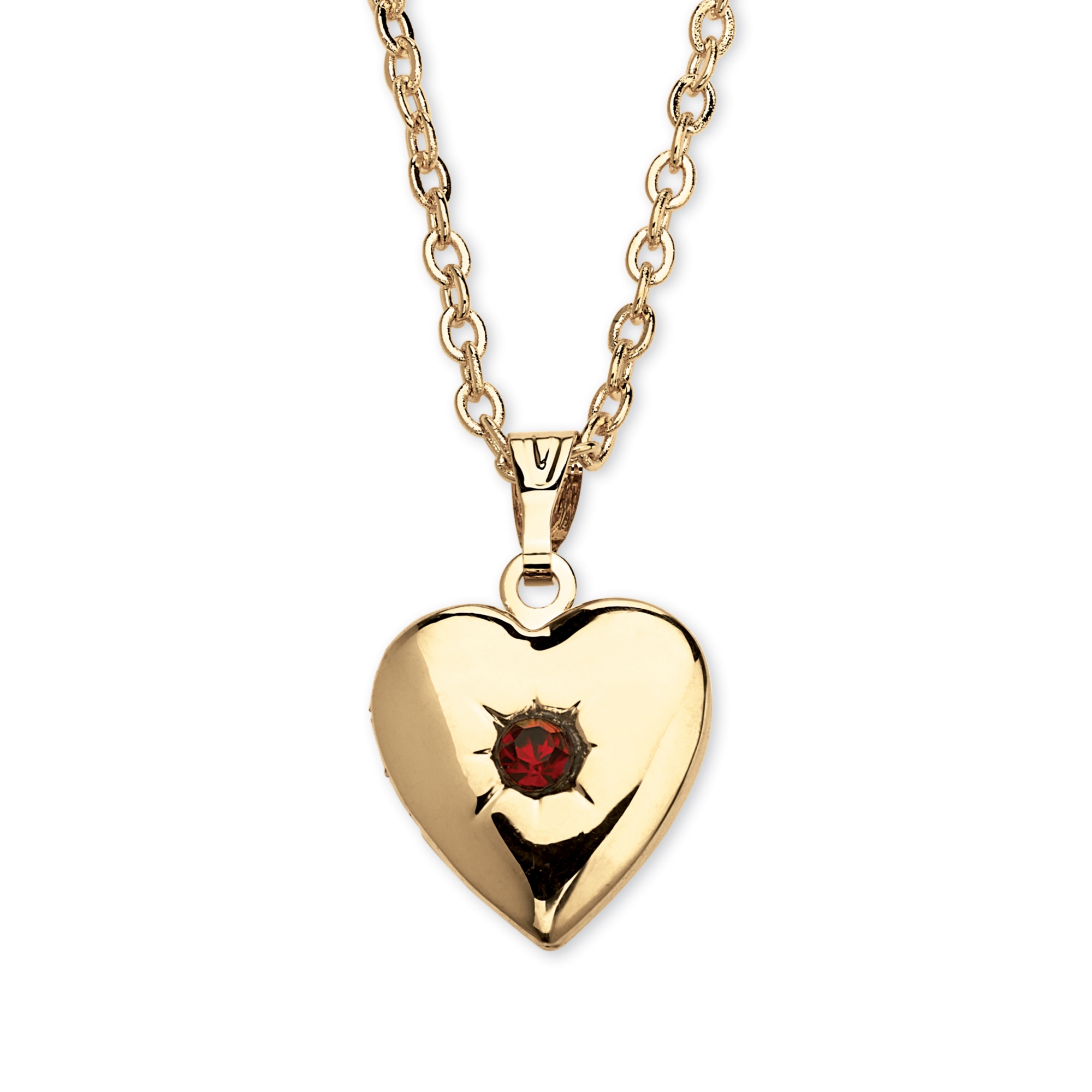 PalmBeach Jewelry Birthstone Heart Locket Necklace in Yellow Gold Tone