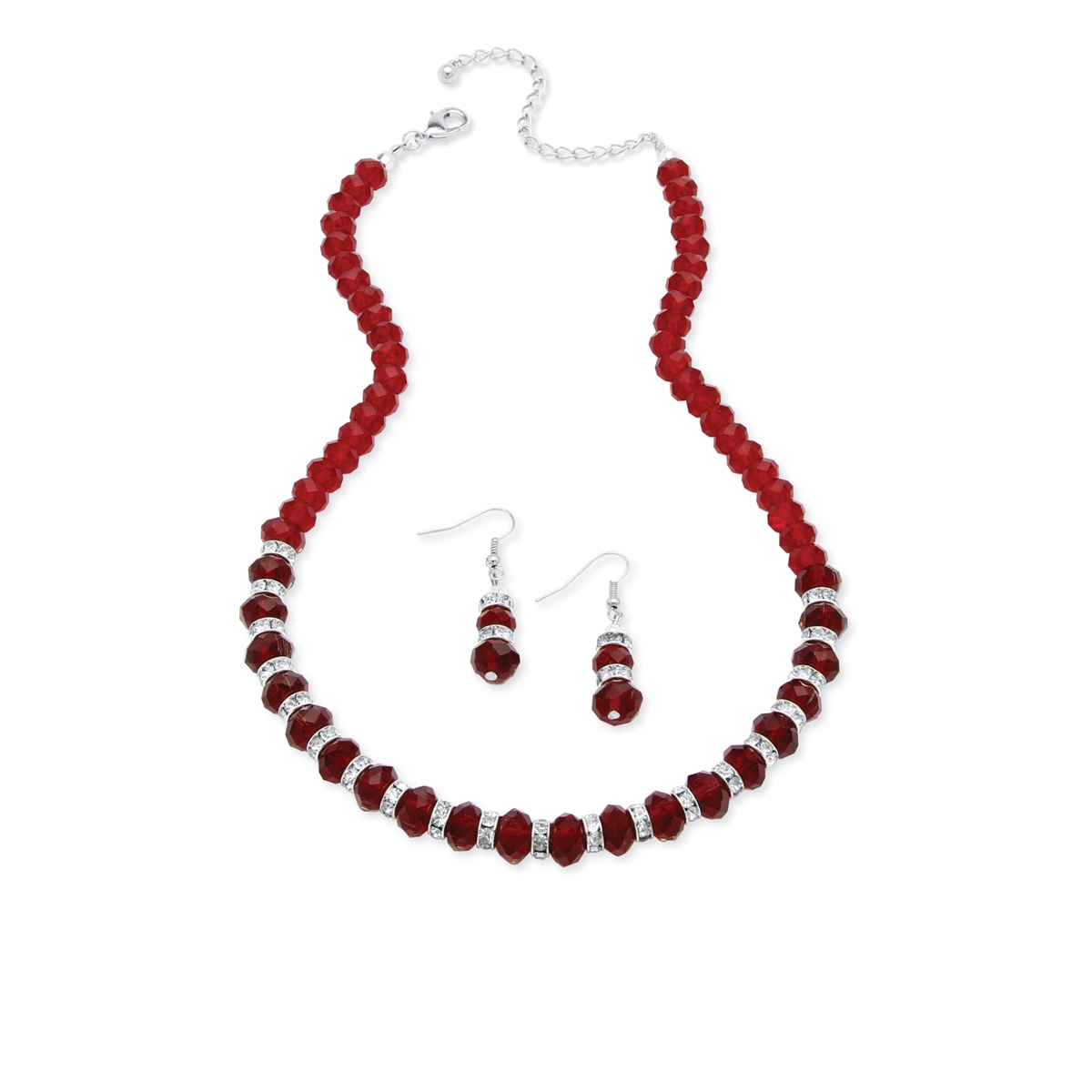 PalmBeach Jewelry Birthstone Necklace and Earrings Set in Silvertone