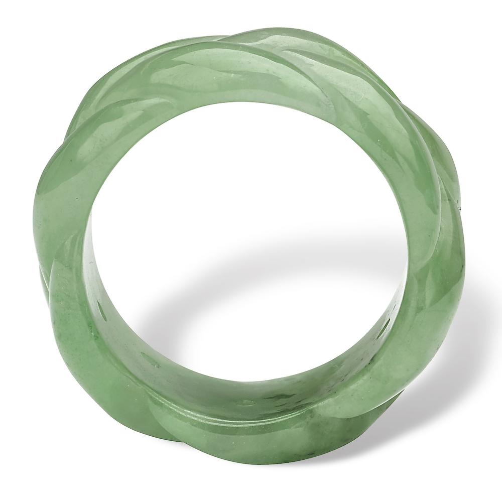 PalmBeach Jewelry Genuine Green Jade Braided Eternity Band Ring