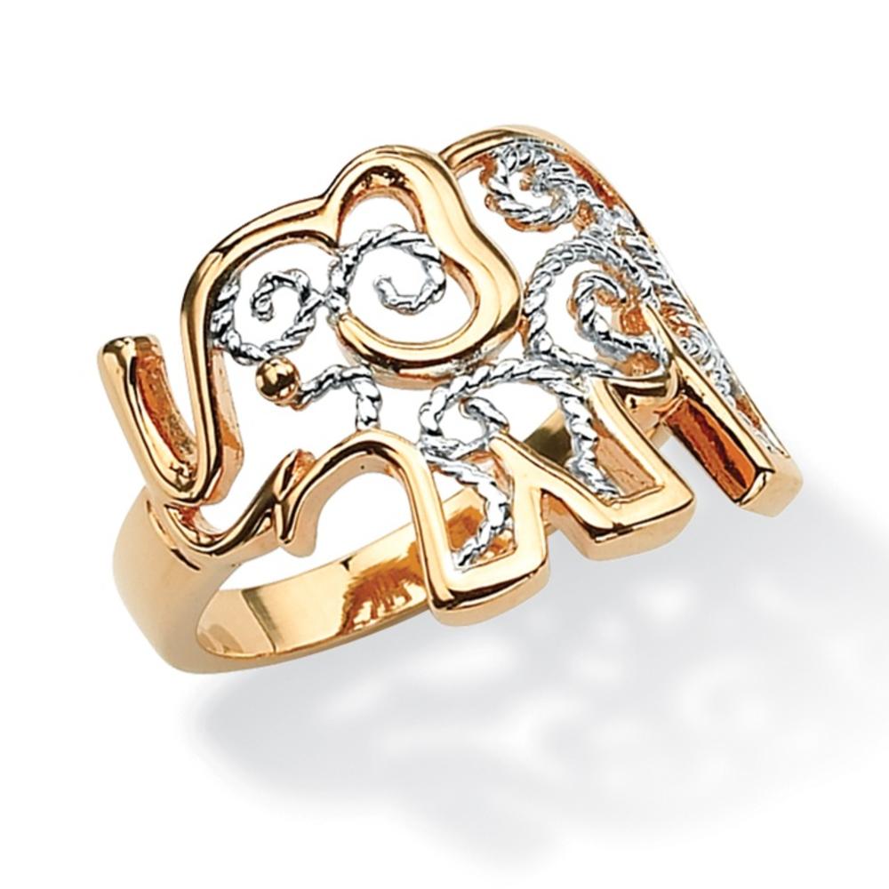PalmBeach Jewelry Filigree Elephant Ring in 18k Gold-Plated