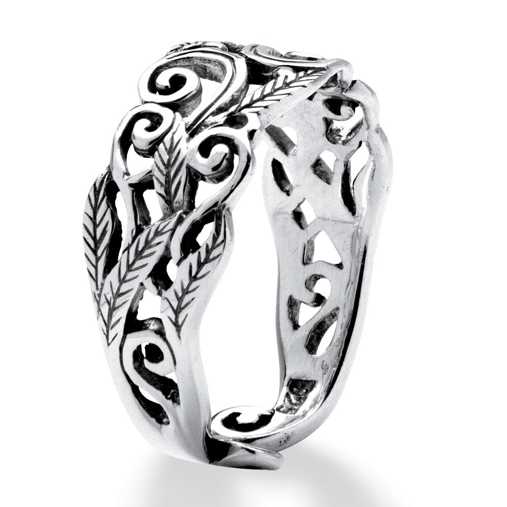 PalmBeach Jewelry Ornate Scroll-Work Ring in Sterling Silver