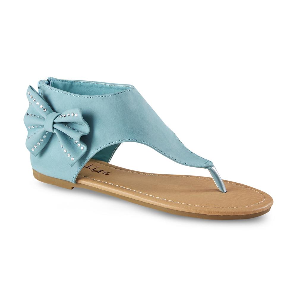 Yoki Girl's Karylle Turquoise Jeweled Bow Sandal