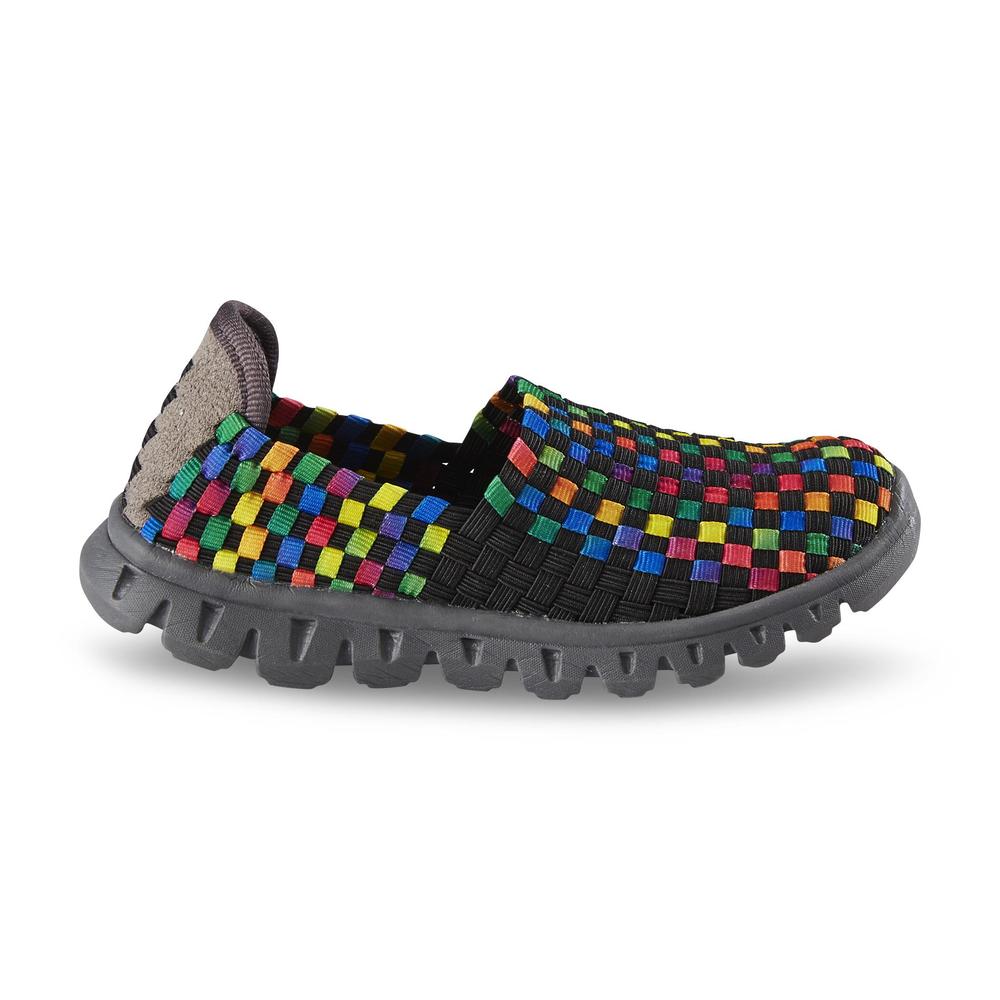 Italina Girl's Ava Black/Multicolor Woven Slip-On Shoe