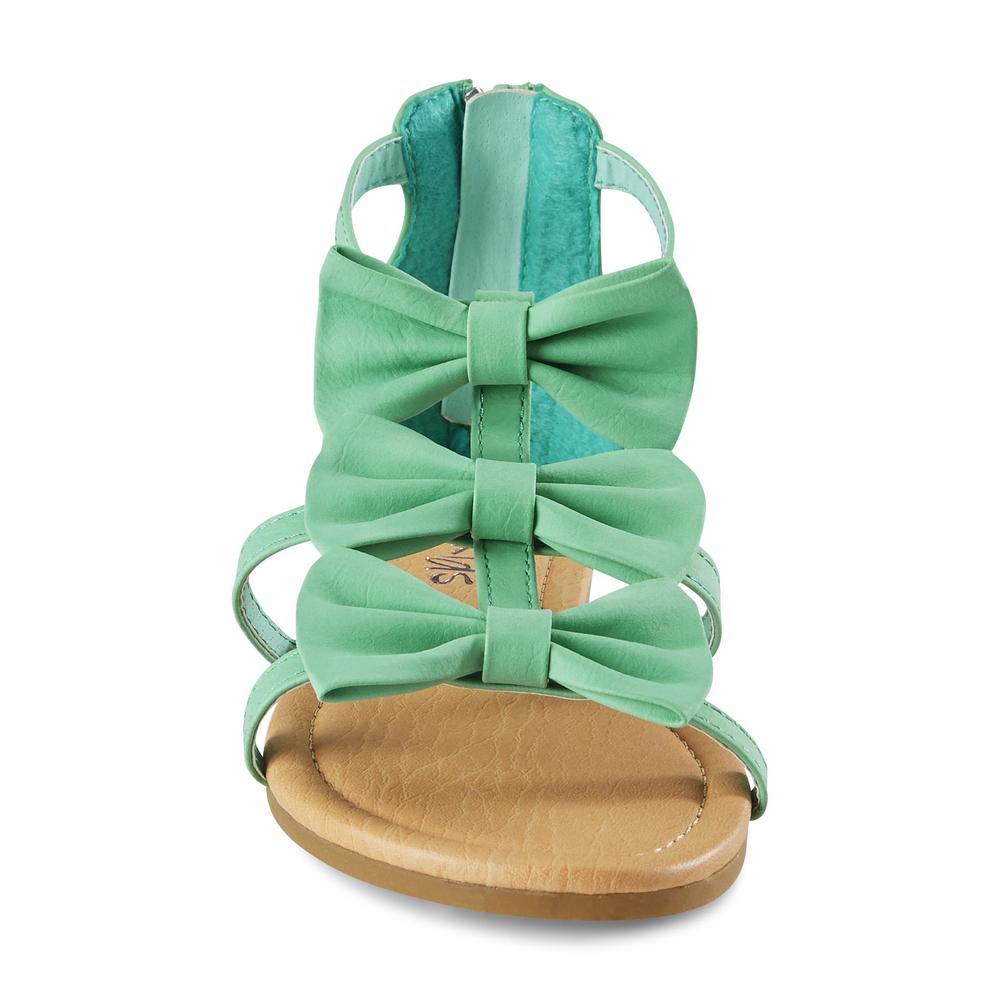 Yoki Girl's Dawn Mint Green Triple Bow Sandal