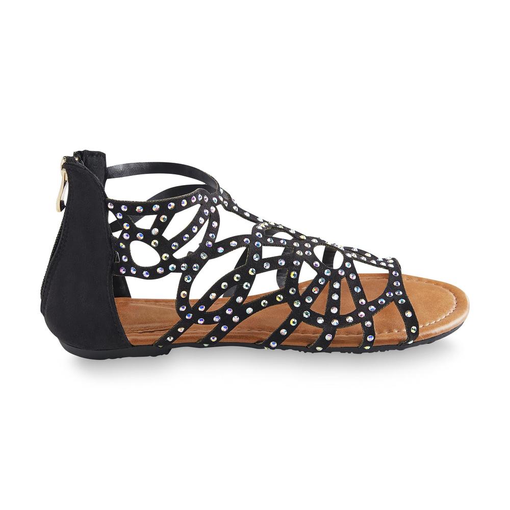 Yoki Women's Misha Black Jeweled Gladiator Sandal