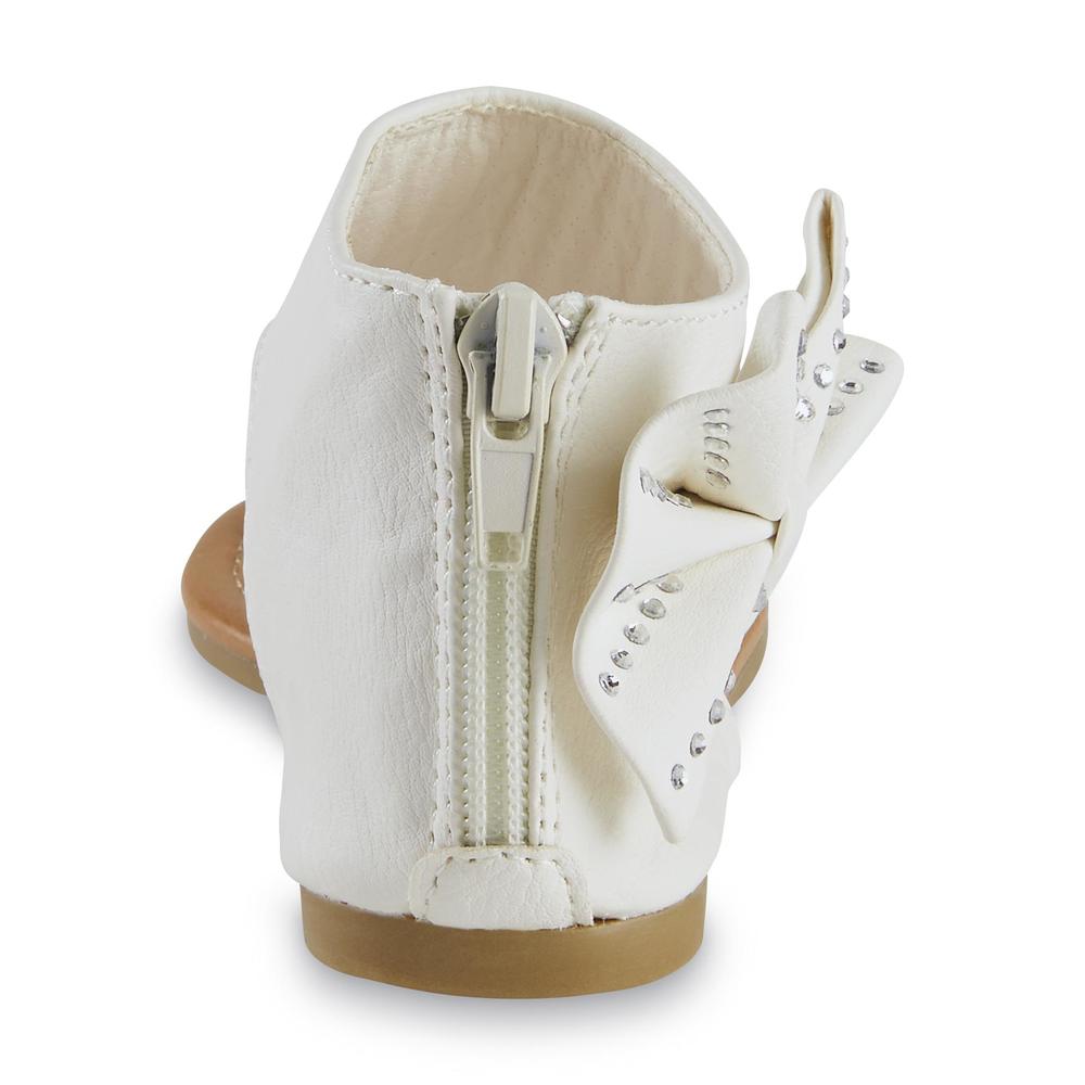 Yoki Toddler Girl's Karylle White Jeweled Bow Bootie Sandal