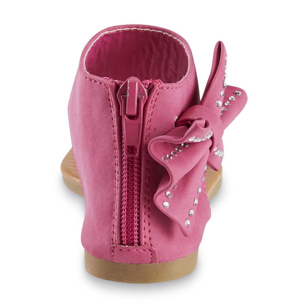 Yoki Toddler Girl's Karylle Pink Jeweled Bow Bootie Sandal