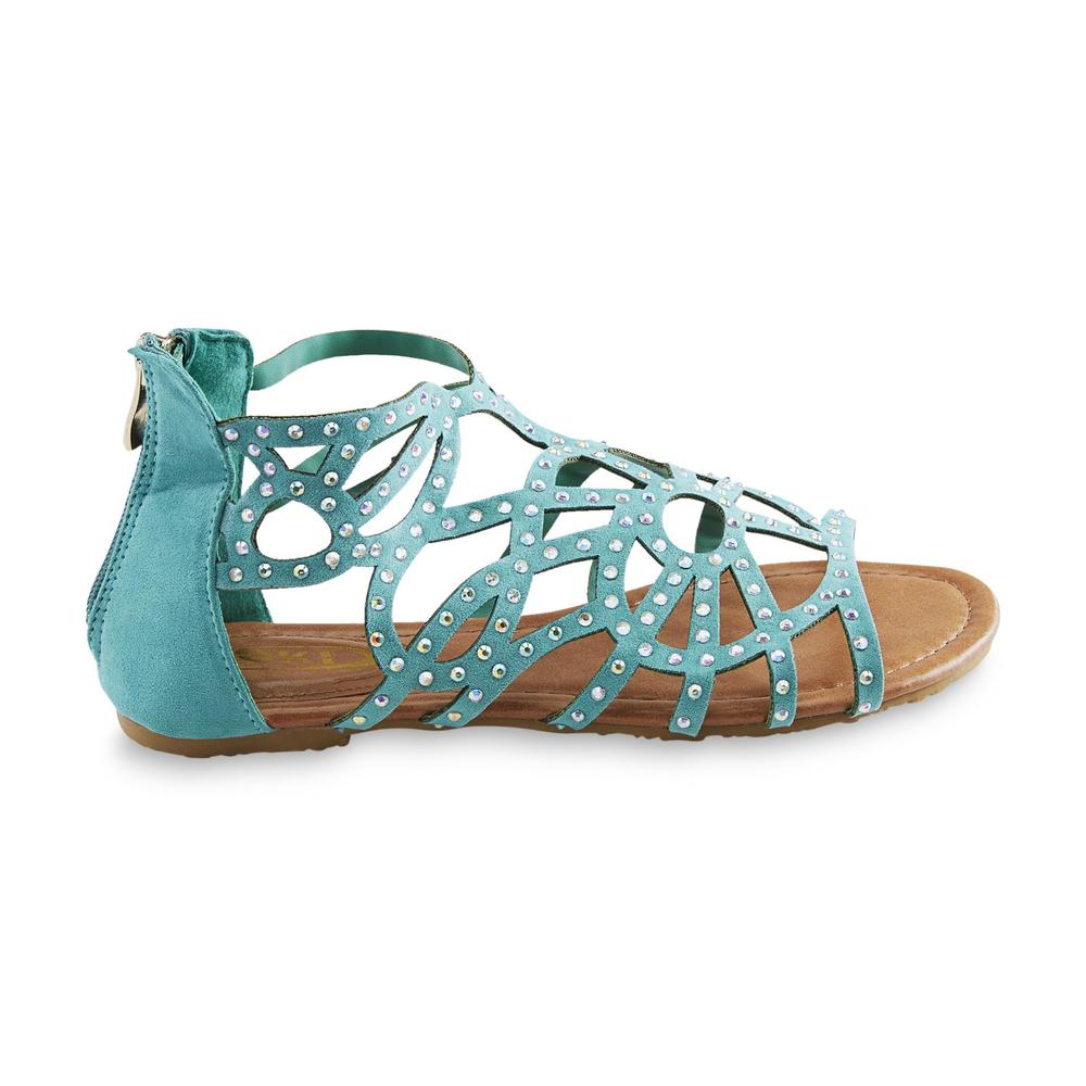 Yoki Women's Misha Turquoise Jeweled Gladiator Sandal