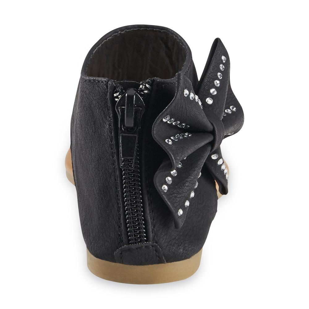 Yoki Toddler Girl's Karylle Black Jeweled Bow Bootie Sandal
