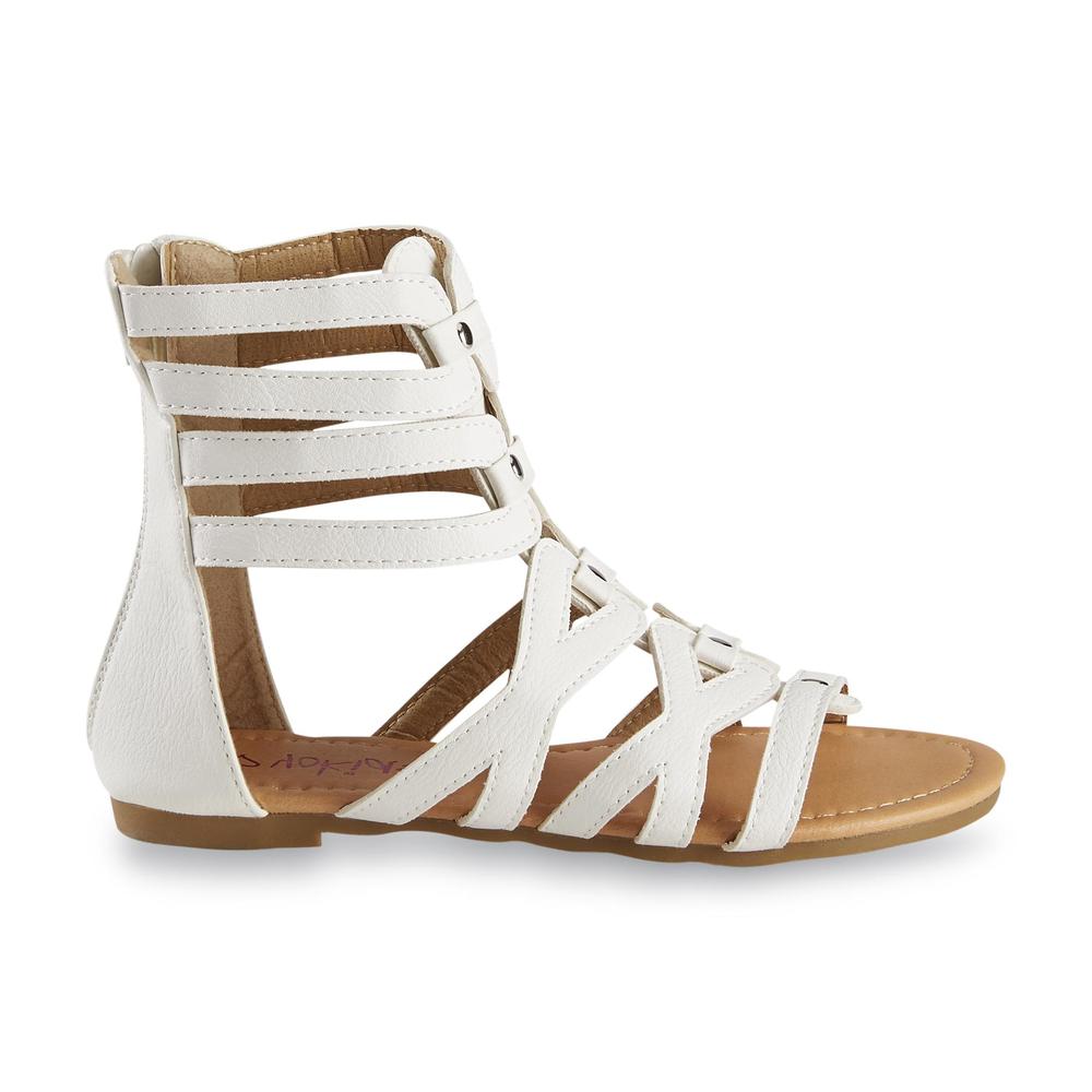Yoki Girl's Wanda White Studded Gladiator Sandal