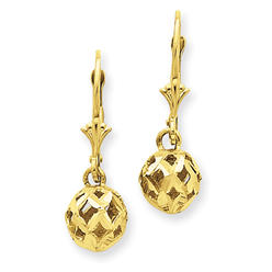 Goldia 14k Yellow Gold Diamond-cut Filigree Ball Leverback Earrings