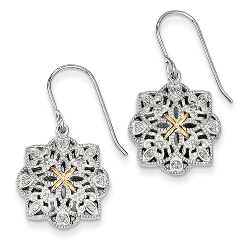 Goldia Antique Style Sterling Silver 1/10ct. Diamond Vintage Earrings