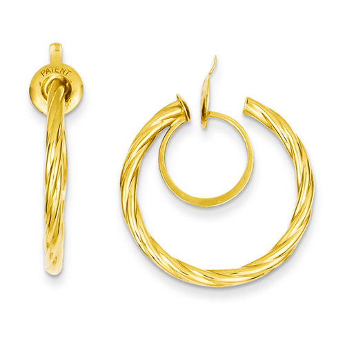 Goldia 14k Yellow Gold Twisted Non-pierced Hoop Earrings
