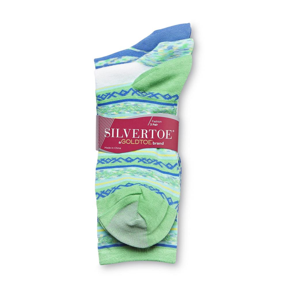Silvertoe Women's 3-Pairs Socks - Striped & Solid