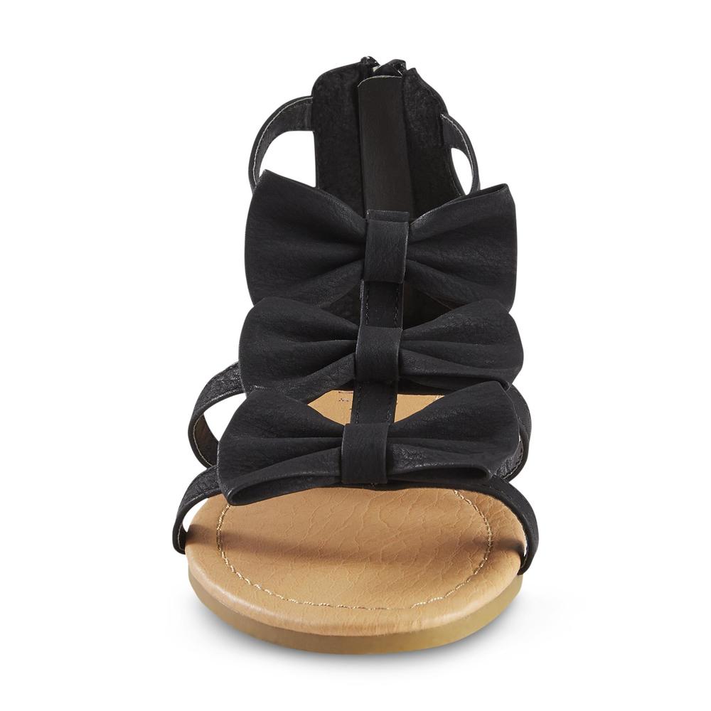 Yoki Girl's Dawn Black Triple Bow Sandal