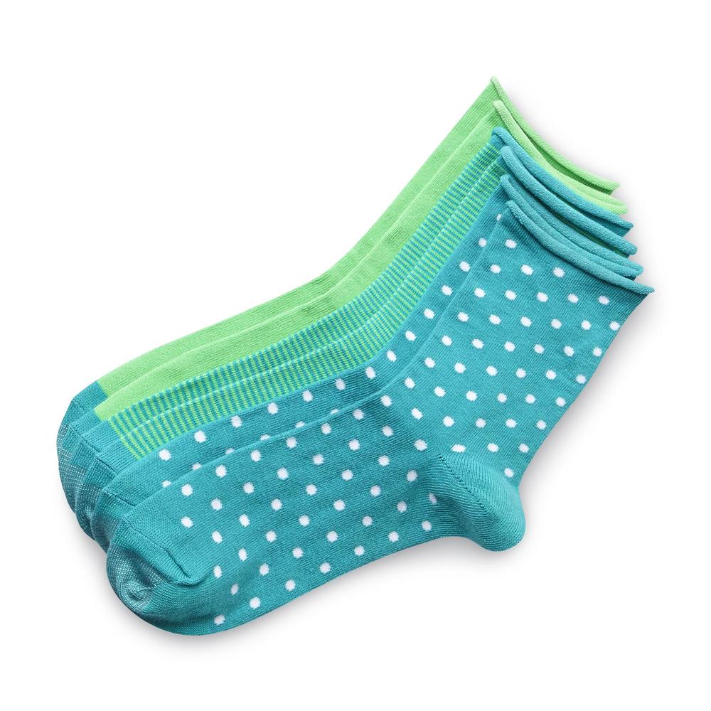 Silvertoe Women's 3-Pairs Socks - Striped  Solid & Polka Dot
