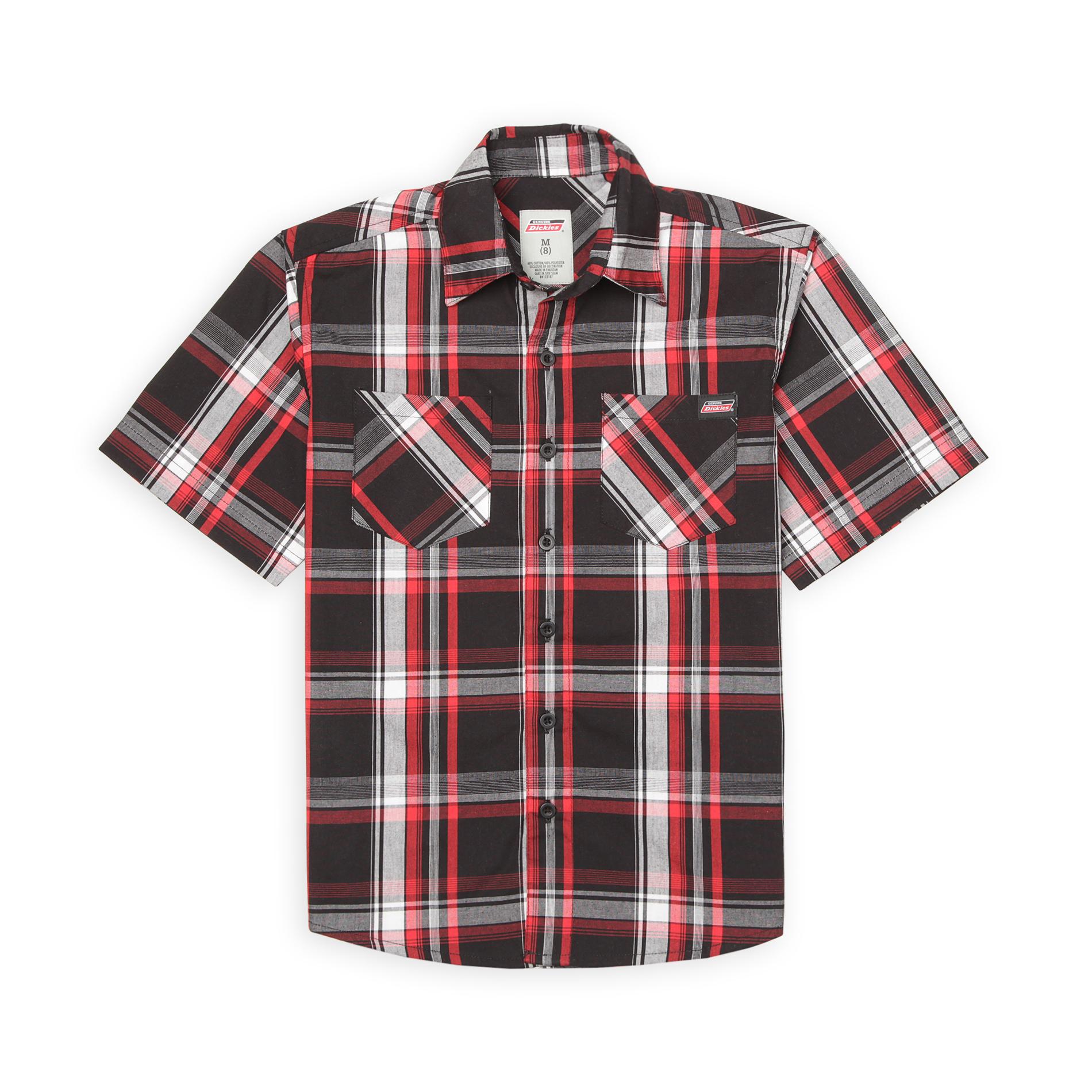 Genuine Dickies Boy's Short-Sleeve Button-Front Shirt - Plaid